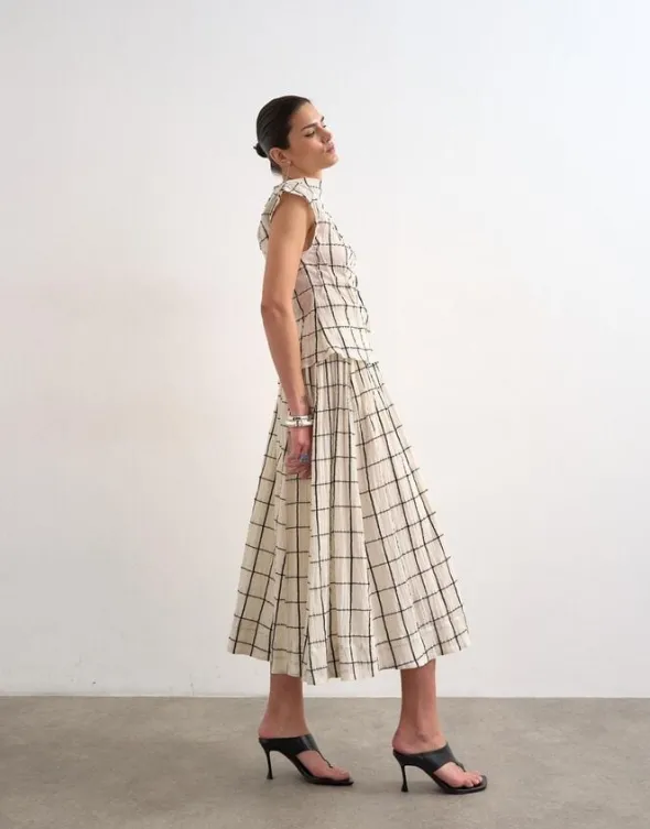 TSSALLY LW ANKLE SKIRT WVN WH