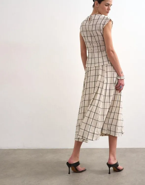TSSALLY LW ANKLE SKIRT WVN WH