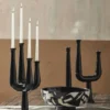 ULOPU candleholder, 2 arm, aluminum - black