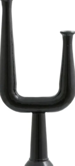 ULOPU candleholder, 2 arm, aluminum - black