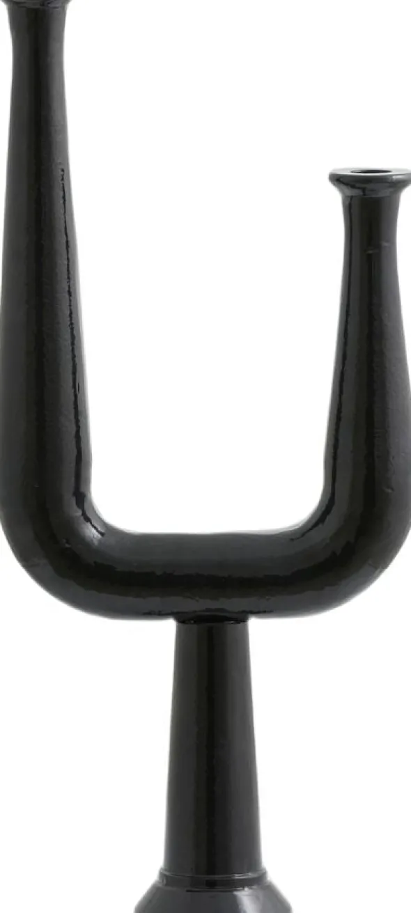 ULOPU candleholder, 2 arm, aluminum - black