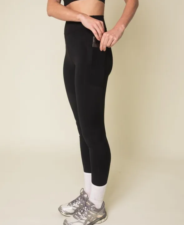Umbria højtaljet leggings med lomme - Nero