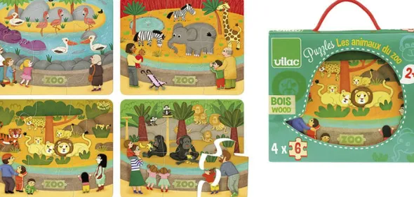 Vilac - Puslespil - Zoo - 4 x 6 brikker