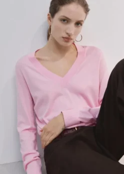 V-neck knit sweater