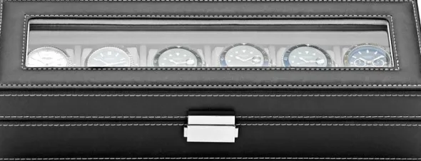 Watch Box 6 Watches Black Synthetic