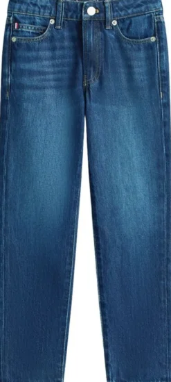 Whiskered Straight Leg Jeans