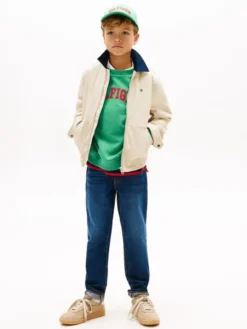 Whiskered Straight Leg Jeans