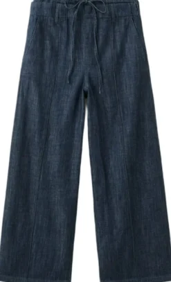 Wide leg denim trousers