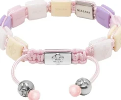Women's Cream, White, Lavender & Soft Pink Ceramic Flatbead