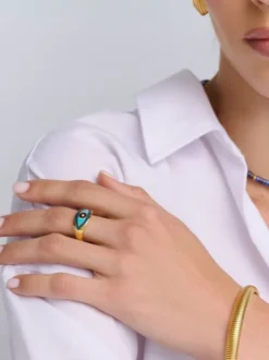 Women's Gold Evil Eye Ring