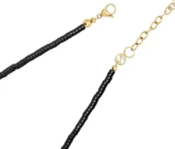 Women's Heishi Black Onyx Choker with Gold
