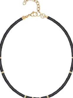 Women's Heishi Black Onyx Choker with Gold