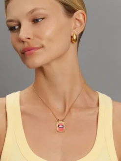 Women's Pink Evil Eye Pendant Necklace