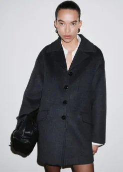Wool-blend coat with button fasteni