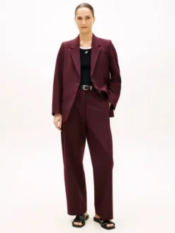 Wool Blend Loose Straight Leg Trousers