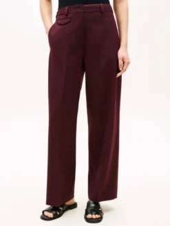 Wool Blend Loose Straight Leg Trousers