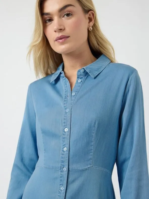 YASSAVANNA 3/4 LONG CHAMBRAY DRESS