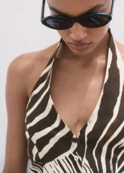 Zebra-print linen waistcoat