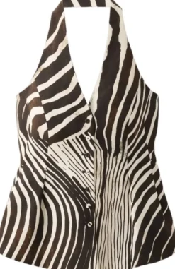 Zebra-print linen waistcoat