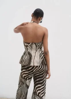 Zebra-print linen waistcoat